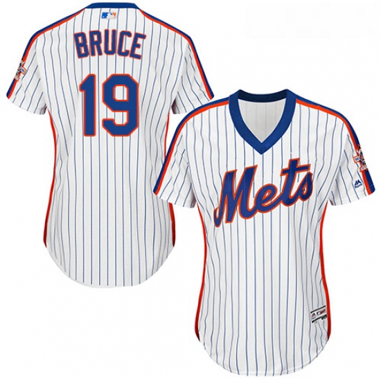 Womens Majestic New York Mets 19 Jay Bruce Authentic White Alternate Cool Base MLB Jersey