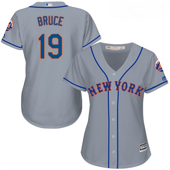 Womens Majestic New York Mets 19 Jay Bruce Replica Grey Road Cool Base MLB Jersey