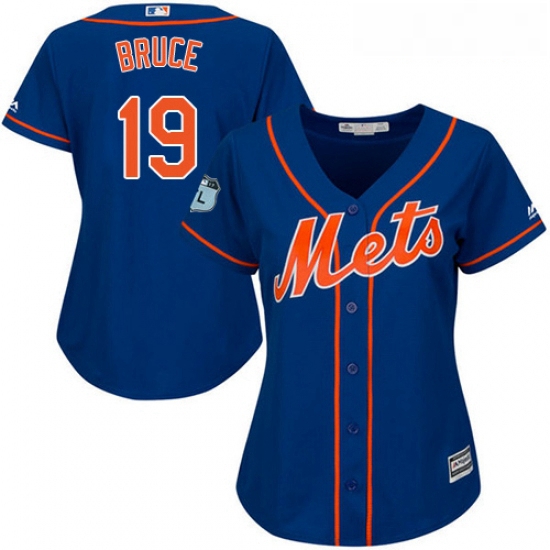 Womens Majestic New York Mets 19 Jay Bruce Replica Royal Blue Al