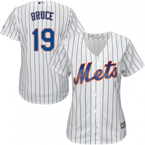 Womens Majestic New York Mets 19 Jay Bruce Replica White Home Cool Base MLB Jersey