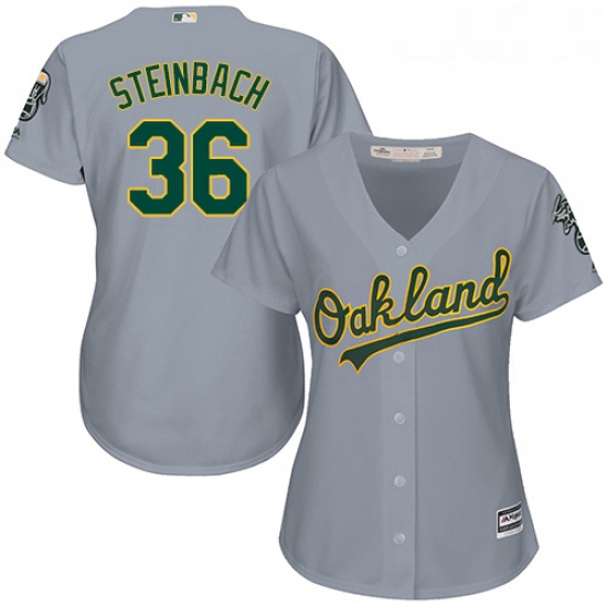 Womens Majestic Oakland Athletics 36 Terry Steinbach Replica Gre