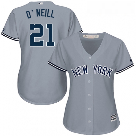 Womens Majestic New York Yankees 21 Paul ONeill Replica Grey Roa