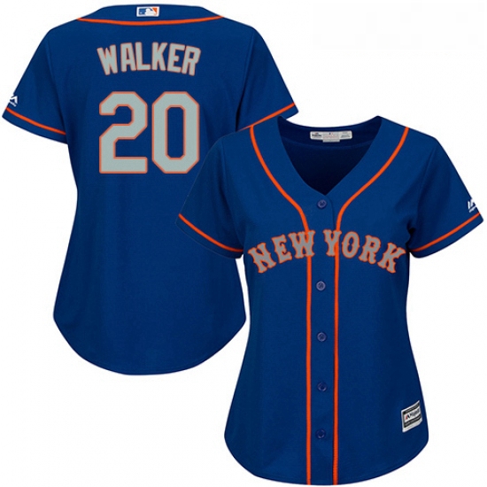 Womens Majestic New York Mets 20 Neil Walker Authentic Royal Blue Alternate Road Cool Base MLB Jerse