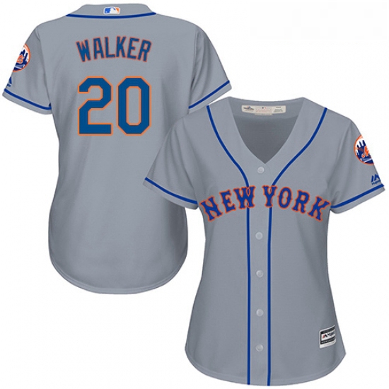 Womens Majestic New York Mets 20 Neil Walker Replica Grey Road C