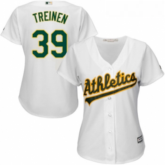 Womens Majestic Oakland Athletics 39 Blake Treinen Authentic White Home Cool Base MLB Jersey