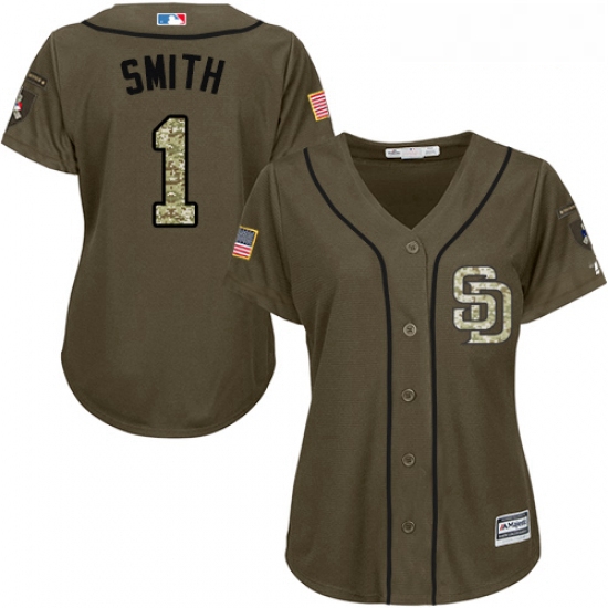 Womens Majestic San Diego Padres 1 Ozzie Smith Authentic Green S