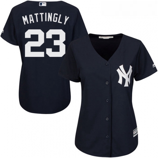 Womens Majestic New York Yankees 23 Don Mattingly Authentic Navy