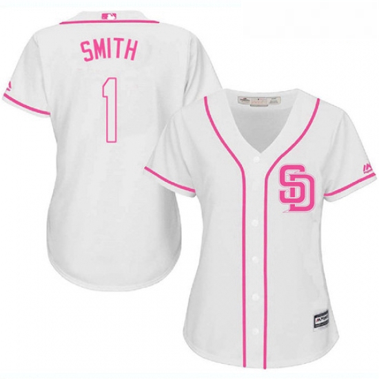 Womens Majestic San Diego Padres 1 Ozzie Smith Replica White Fas