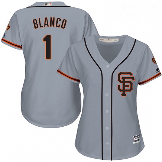 Womens Majestic San Francisco Giants 1 Gregor Blanco Authentic Grey Road 2 Cool Base MLB Jersey