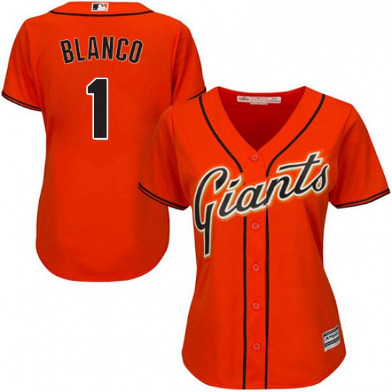 Womens Majestic San Francisco Giants 1 Gregor Blanco Authentic Orange Alternate Cool Base MLB Jersey