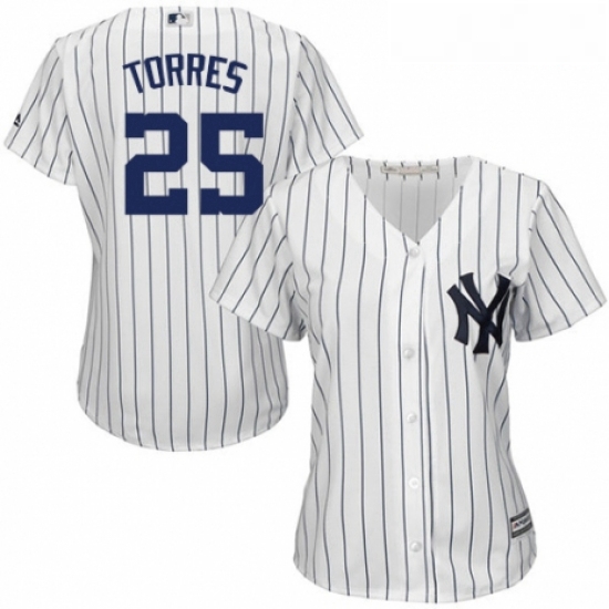 Womens Majestic New York Yankees 25 Gleyber Torres Authentic Whi