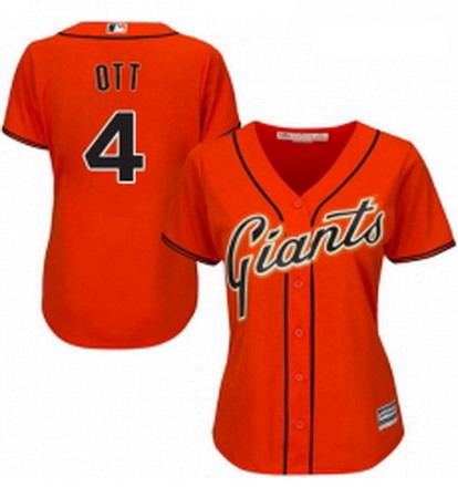 Womens Majestic San Francisco Giants 4 Mel Ott Authentic Orange 