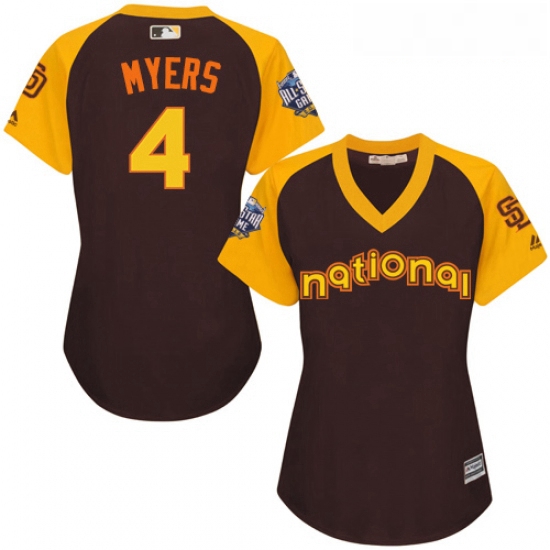 Womens Majestic San Diego Padres 4 Wil Myers Authentic Brown 2016 All Star National League BP Cool B