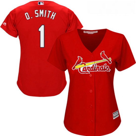 Womens Majestic St Louis Cardinals 1 Ozzie Smith Authentic Red A