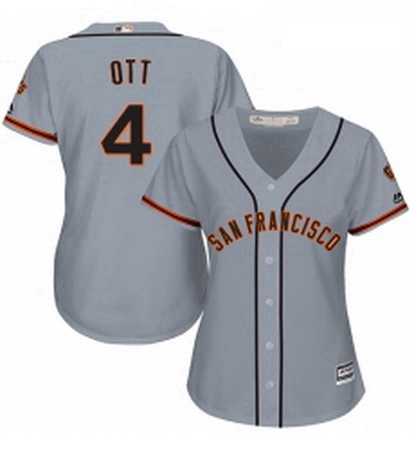 Womens Majestic San Francisco Giants 4 Mel Ott Replica Grey Road