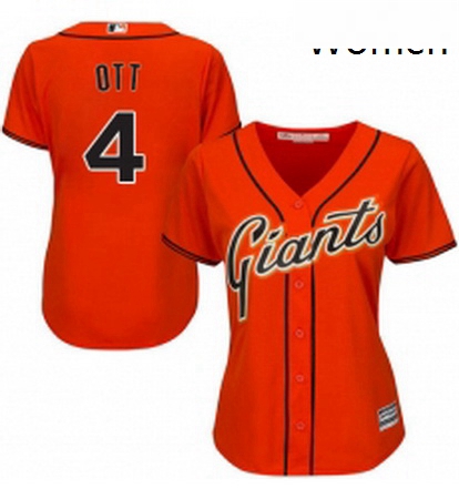 Womens Majestic San Francisco Giants 4 Mel Ott Replica Orange Al