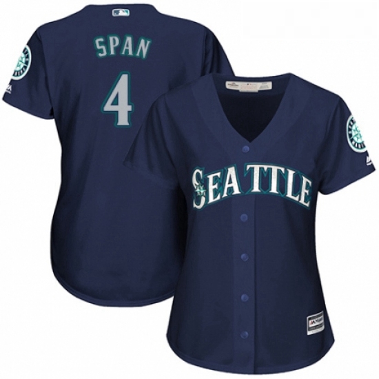 Womens Majestic Seattle Mariners 4 Denard Span Authentic Navy Bl