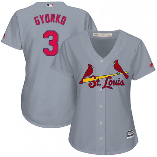 Womens Majestic St Louis Cardinals 3 Jedd Gyorko Authentic Grey 