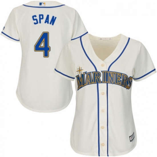 Womens Majestic Seattle Mariners 4 Denard Span Replica Cream Alternate Cool Base MLB Jersey