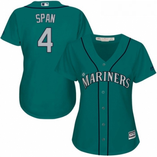 Womens Majestic Seattle Mariners 4 Denard Span Replica Teal Green Alternate Cool Base MLB Jersey