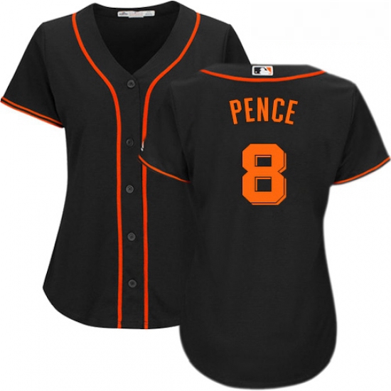 Womens Majestic San Francisco Giants 8 Hunter Pence Replica Black Alternate Cool Base MLB Jersey