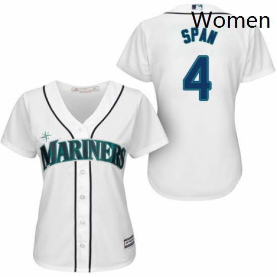 Womens Majestic Seattle Mariners 4 Denard Span Replica White Hom