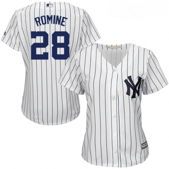 Womens Majestic New York Yankees 28 Austin Romine Authentic White Home MLB Jersey