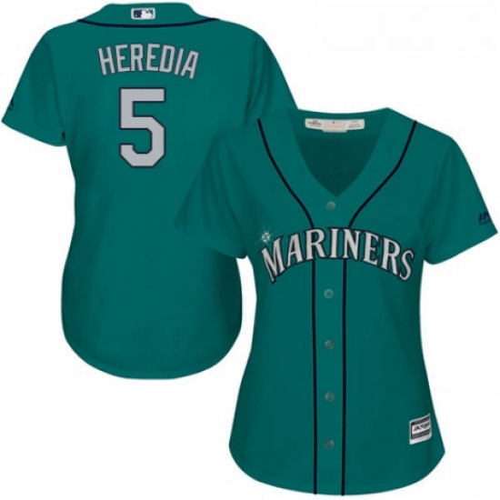 Womens Majestic Seattle Mariners 5 Guillermo Heredia Authentic Teal Green Alternate Cool Base MLB Je