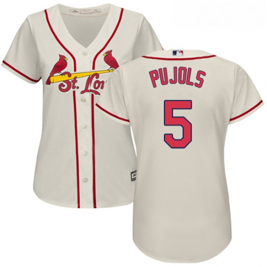 Womens Majestic St Louis Cardinals 5 Albert Pujols Authentic Cream Alternate Cool Base MLB Jersey