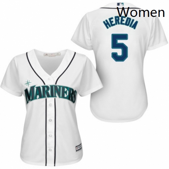 Womens Majestic Seattle Mariners 5 Guillermo Heredia Authentic White Home Cool Base MLB Jersey