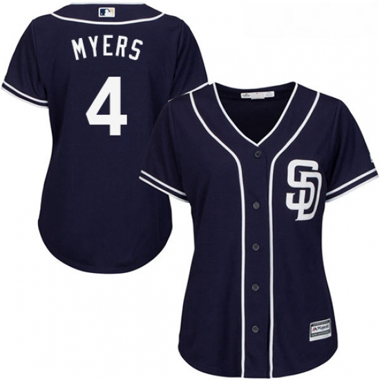 Womens Majestic San Diego Padres 4 Wil Myers Authentic Navy Blue