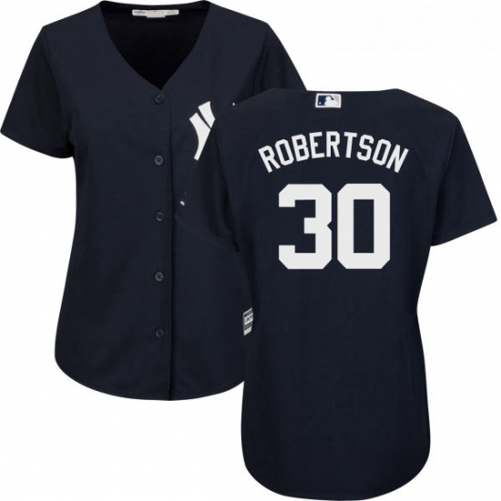 Womens Majestic New York Yankees 30 David Robertson Authentic Navy Blue Alternate MLB Jersey