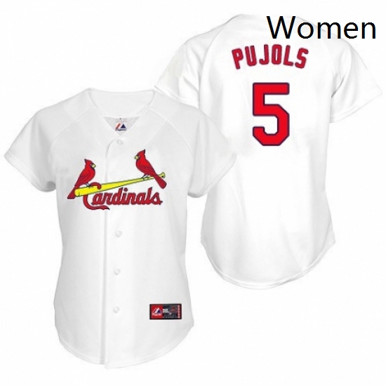 Womens Majestic St Louis Cardinals 5 Albert Pujols Authentic Whi