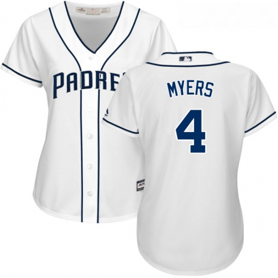 Womens Majestic San Diego Padres 4 Wil Myers Authentic White Home Cool Base MLB Jersey