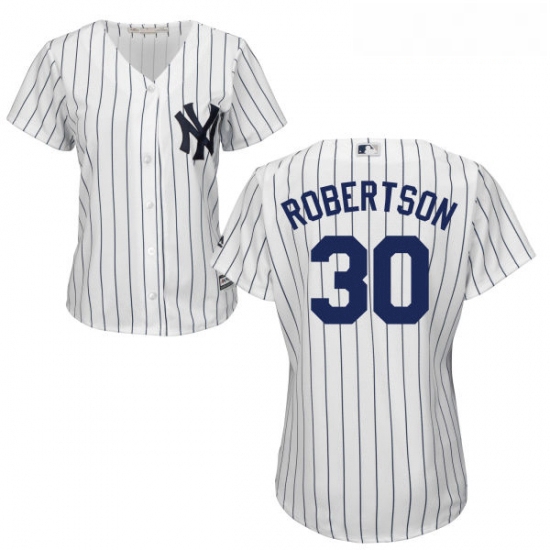 Womens Majestic New York Yankees 30 David Robertson Authentic White Home MLB Jersey