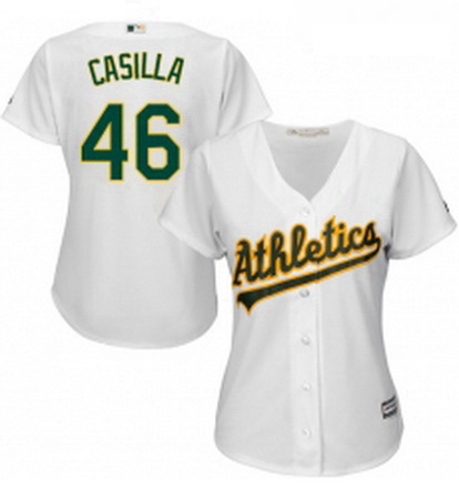 Womens Majestic Oakland Athletics 46 Santiago Casilla Replica Wh