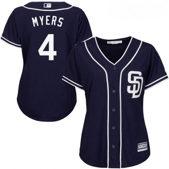 Womens Majestic San Diego Padres 4 Wil Myers Replica Navy Blue A