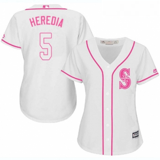 Womens Majestic Seattle Mariners 5 Guillermo Heredia Replica White Fashion Cool Base MLB Jersey