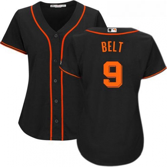 Womens Majestic San Francisco Giants 9 Brandon Belt Replica Blac