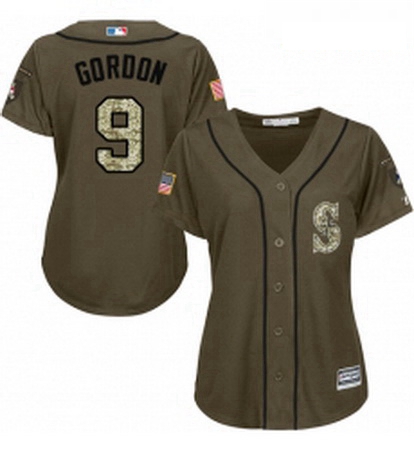 Womens Majestic Seattle Mariners 9 Dee Gordon Authentic Green Salute to Service MLB Jersey