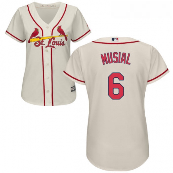 Womens Majestic St Louis Cardinals 6 Stan Musial Replica Cream A