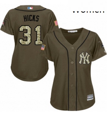 Womens Majestic New York Yankees 31 Aaron Hicks Authentic Green 