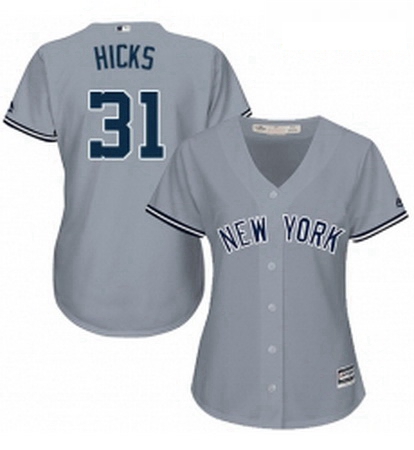 Womens Majestic New York Yankees 31 Aaron Hicks Authentic Grey R