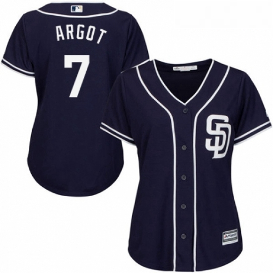 Womens Majestic San Diego Padres 7 Manuel Margot Authentic Navy Blue Alternate 1 Cool Base MLB Jerse