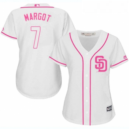 Womens Majestic San Diego Padres 7 Manuel Margot Authentic White Fashion Cool Base MLB Jersey