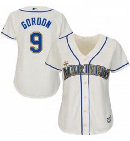 Womens Majestic Seattle Mariners 9 Dee Gordon Replica Cream Alternate Cool Base MLB Jersey