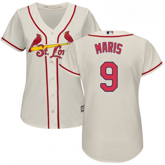 Womens Majestic St Louis Cardinals 9 Roger Maris Authentic Cream Alternate Cool Base MLB Jersey