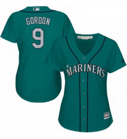 Womens Majestic Seattle Mariners 9 Dee Gordon Replica Teal Green Alternate Cool Base MLB Jersey