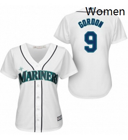 Womens Majestic Seattle Mariners 9 Dee Gordon Replica White Home Cool Base MLB Jersey