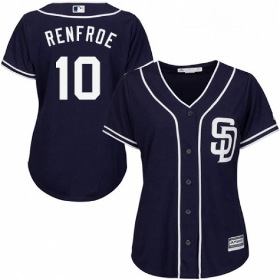 Womens Majestic San Diego Padres 10 Hunter Renfroe Authentic Navy Blue Alternate 1 Cool Base MLB Jer